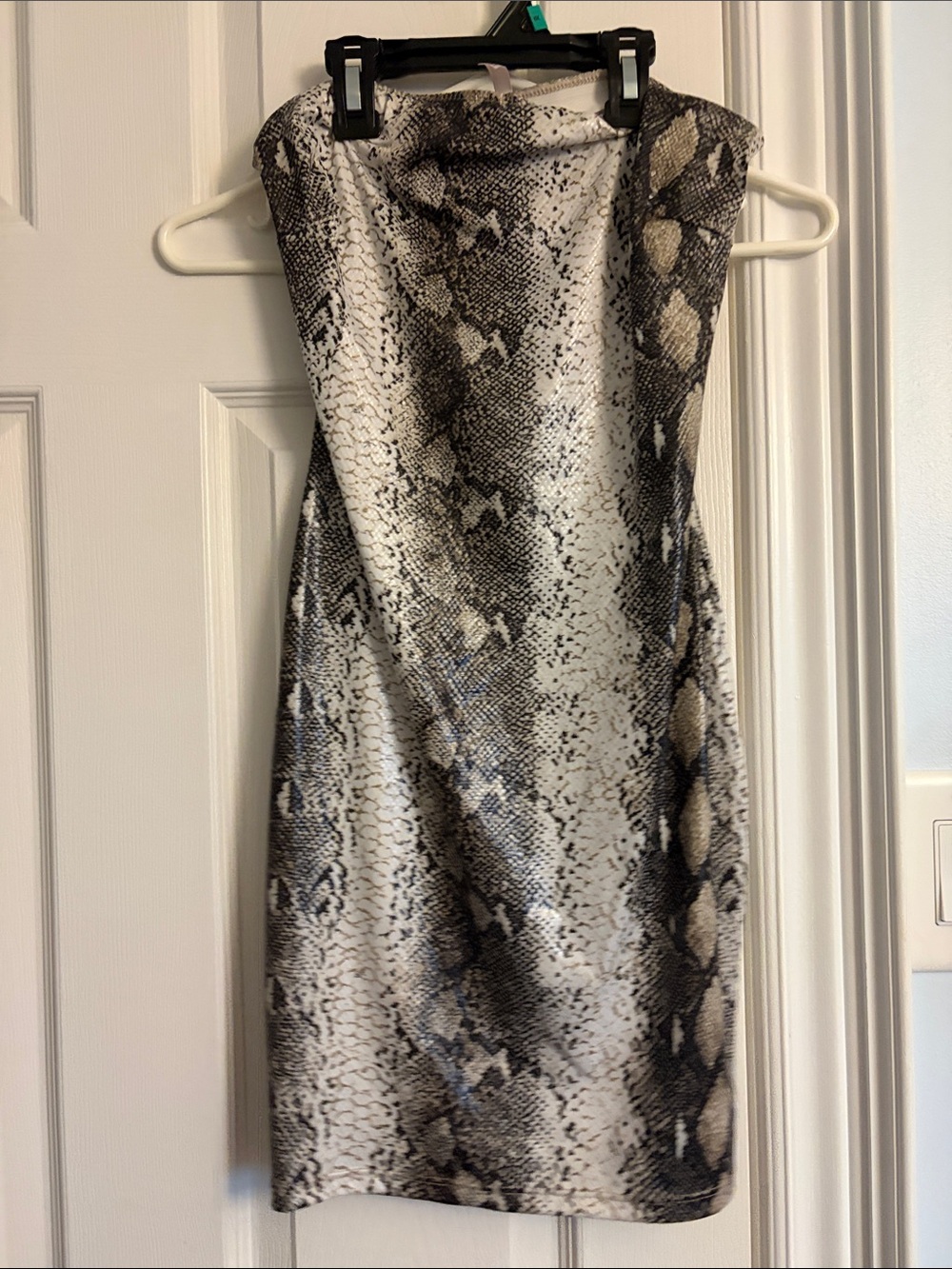 Snake Print Bodycon Dress in Black & Cream